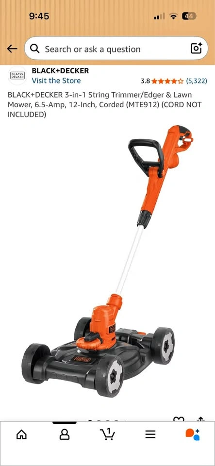 Black and decker lawn mower