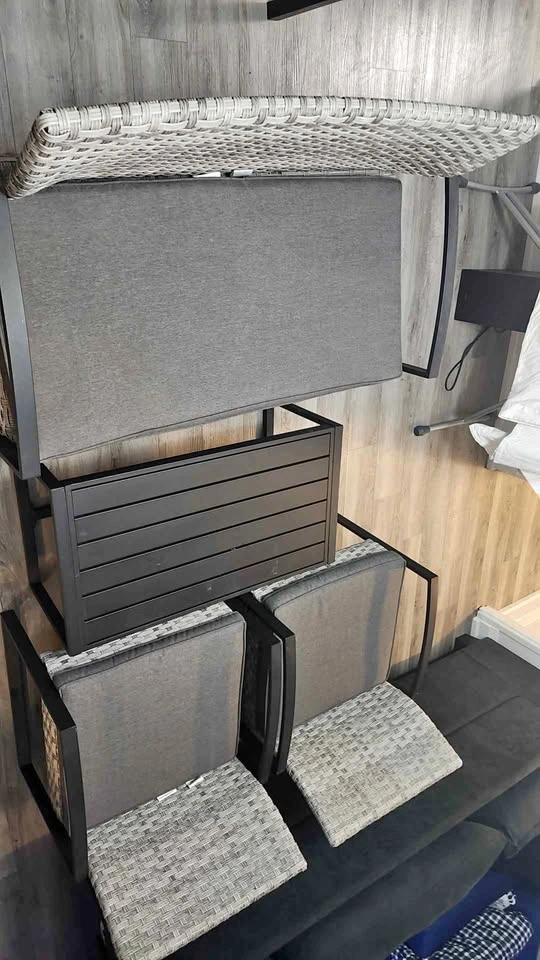 Hampton Bay Victoria 4 pc Black Steel Patio Set w/ Grey Cushions