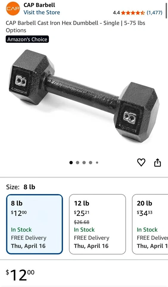 CAP 8lbs Dumbbells