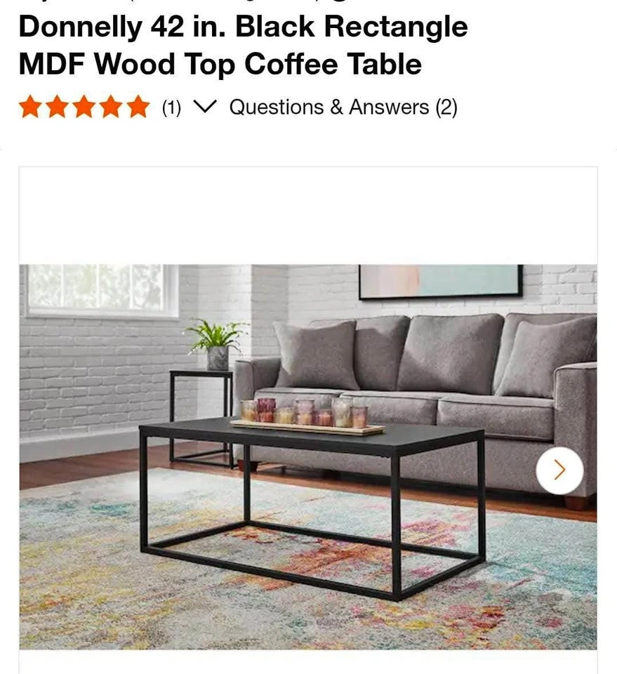 Brand New Black Wood Top Coffee Table - Sealed Box