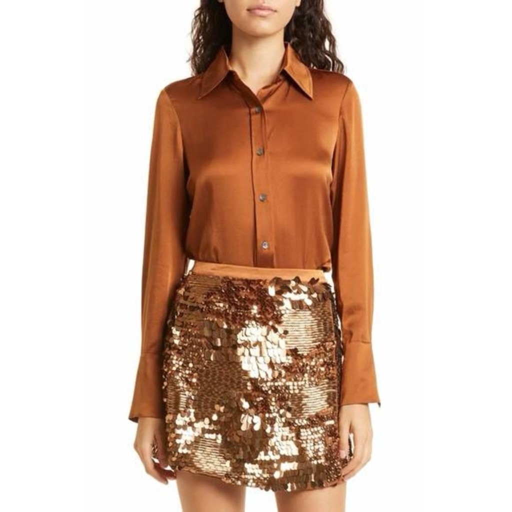 Ramy Brook Victoria Stretch Silk Satin Blouse NWT - Small