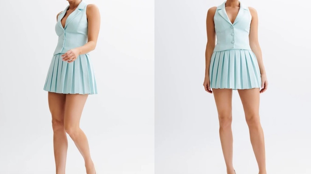 meshki mura Pleated Mini Skirt - Ice Blue small NWT