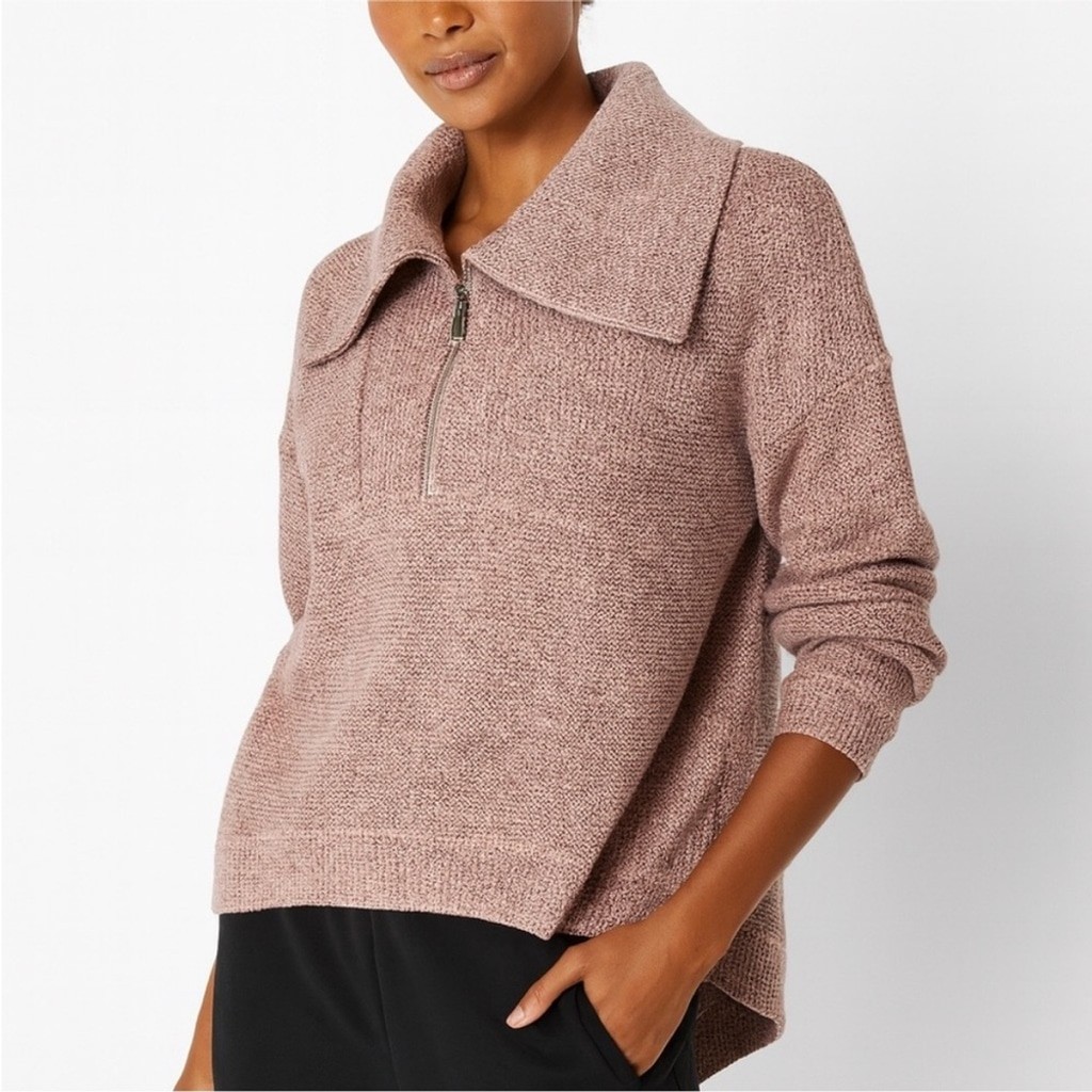 Sweaty Betty Women's Restful Boucle Half Zip Sweatshirt S Pink N
