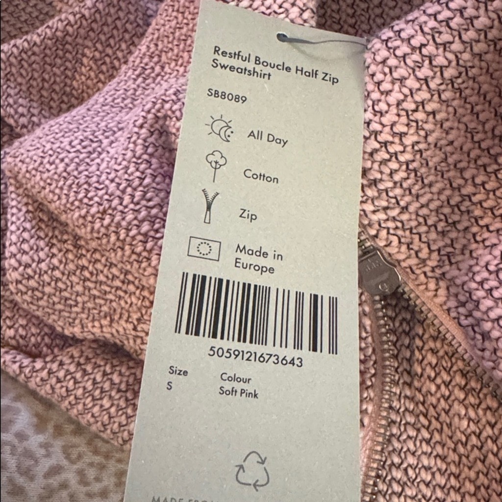 Sweaty Betty Women's Restful Boucle Half Zip Sweatshirt S Pink N - photo 2