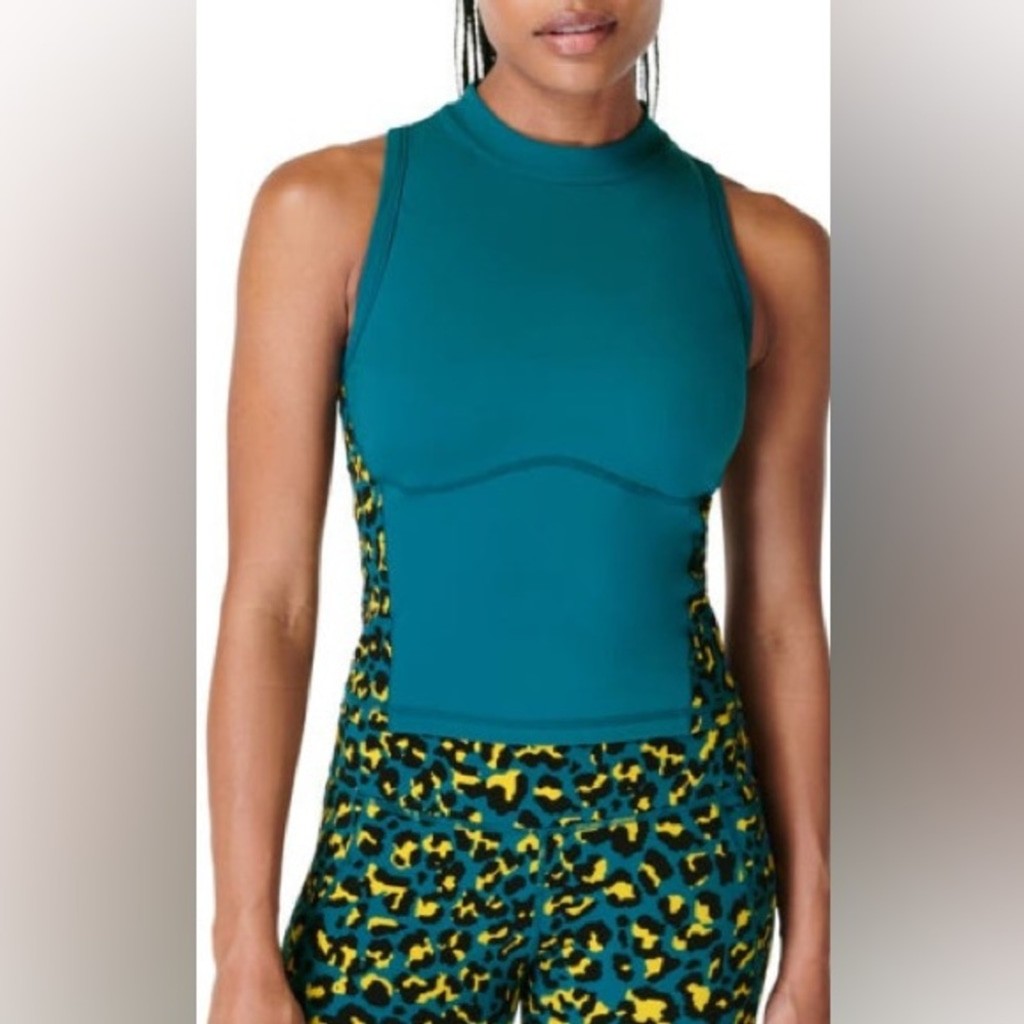 Sweaty Betty Power Zip Back Colour Block Crop Workout Top Small