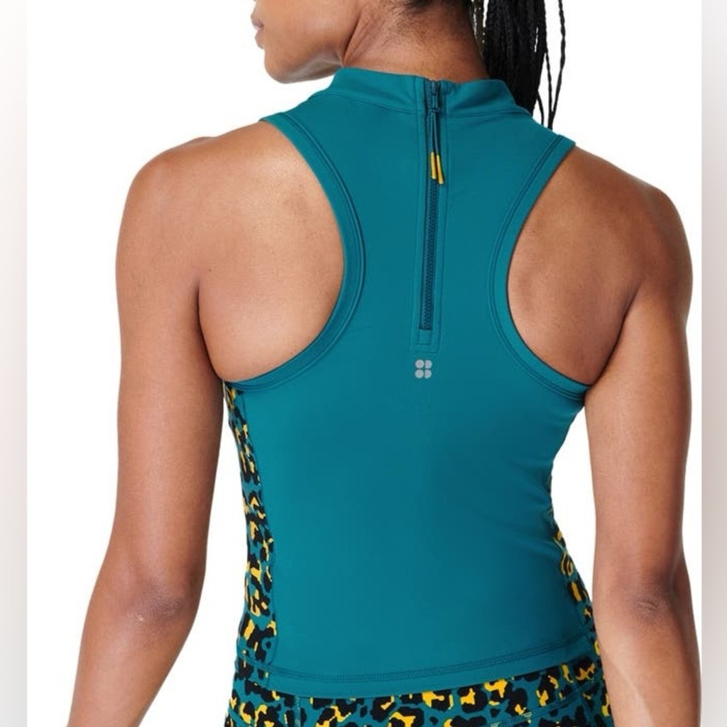 Sweaty Betty Power Zip Back Colour Block Crop Workout Top Small - photo 2