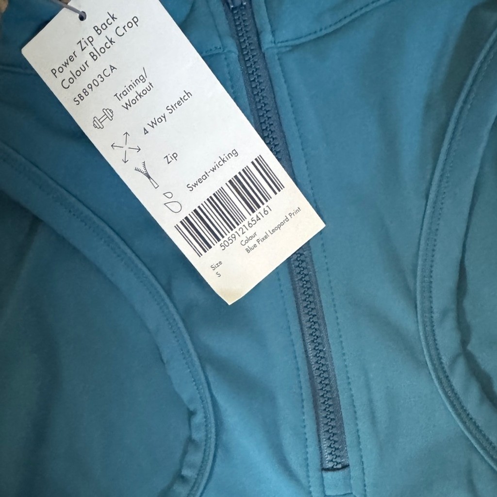 Sweaty Betty Power Zip Back Colour Block Crop Workout Top Small - photo 4