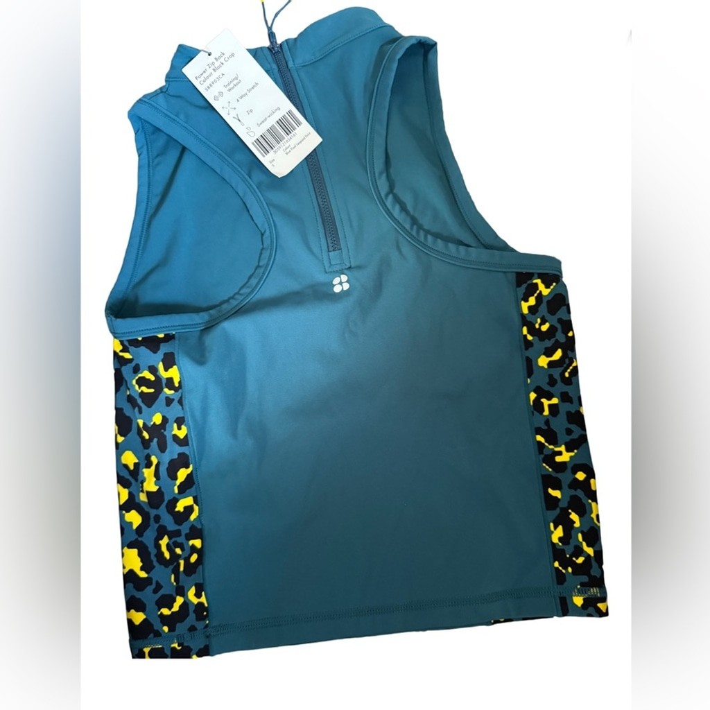 Sweaty Betty Power Zip Back Colour Block Crop Workout Top Small - photo 5