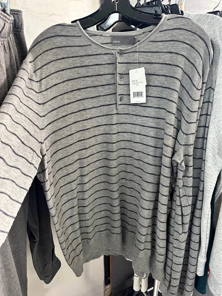 Vince Men's Striped Henley Sweater XL