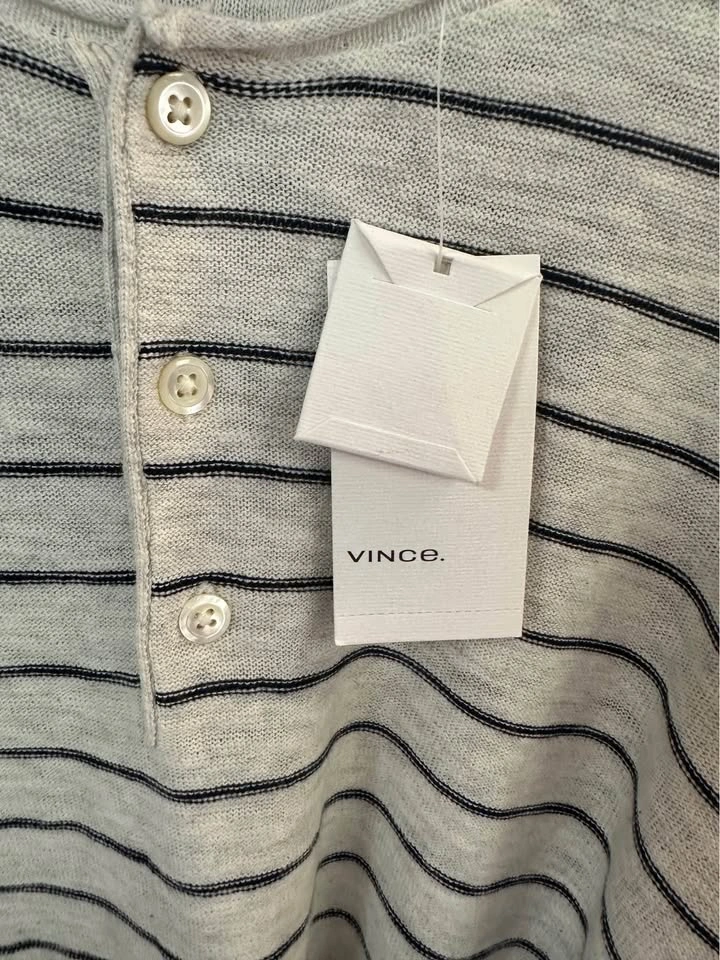 Vince Men's Striped Henley Sweater XL - photo 4