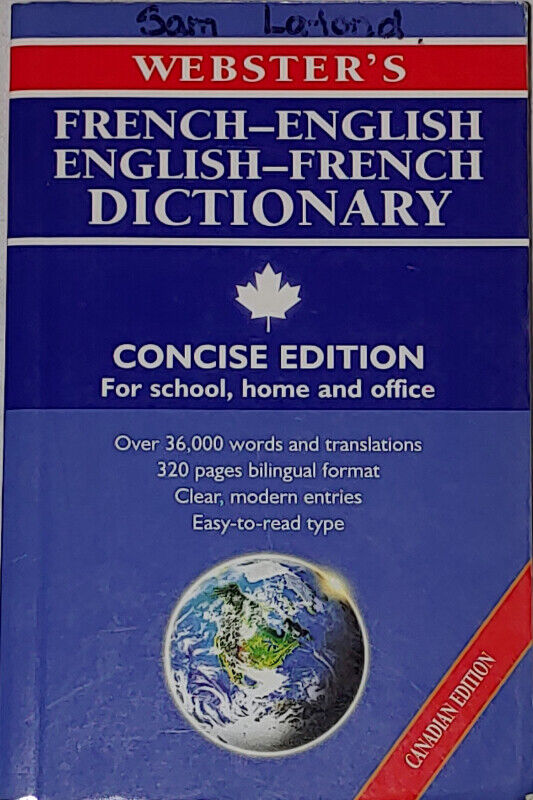 Webster's French-English Dictionary Book Canadian Edition