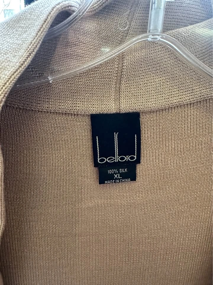 Belford 100% Silk Knit Cardigan - M & L Beige - photo 4