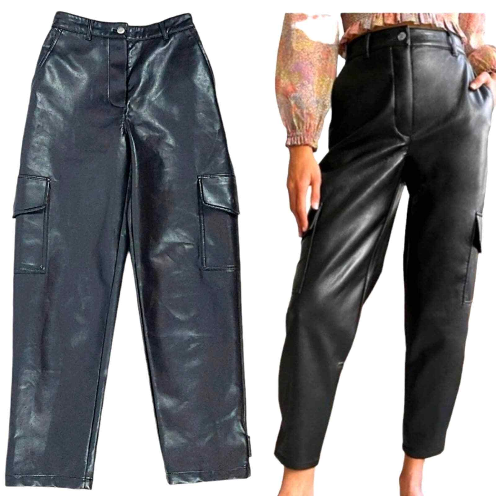 Aritzia Wilfred Black Modern Cargo Vegan Leather Pants