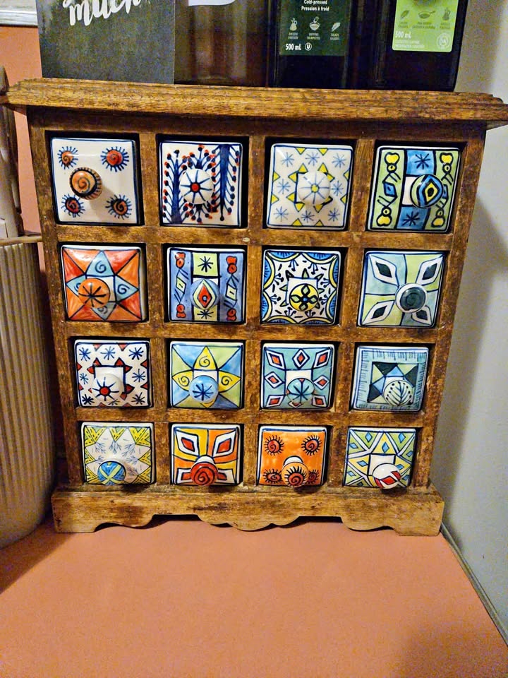 Hand-Glazed Ceramic Drawer Spice Rack