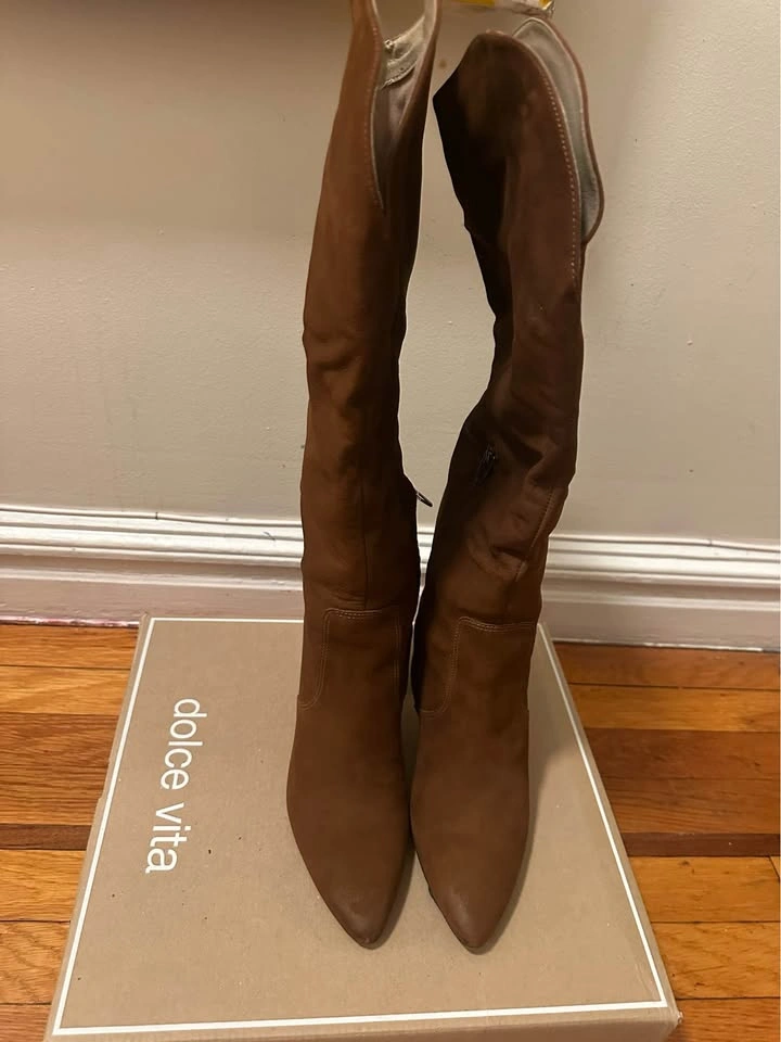 Dolce Vita Brown nubuck pointed toe knee high boot regular calf - photo 2