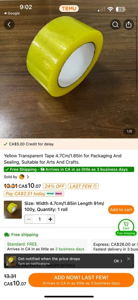 Yellow Packing Tape - 100 Yards ($5/Roll) - photo 3
