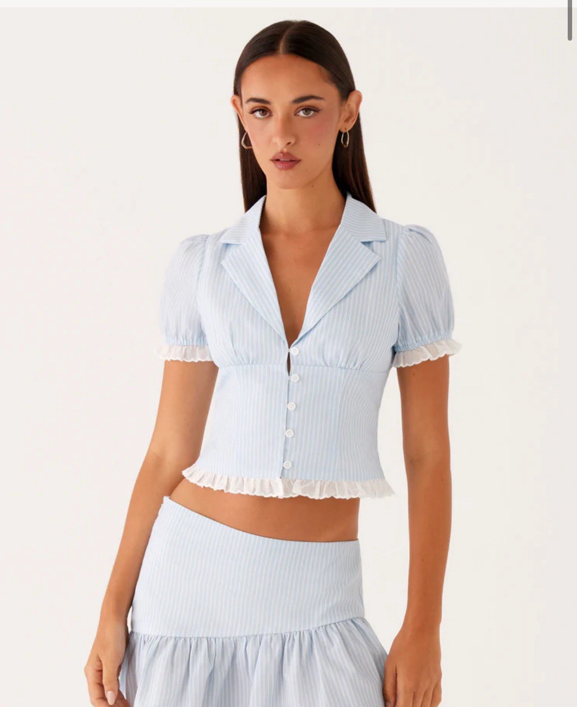Peppermayo Bennett Button Up Top Blue White Stripe US 8
