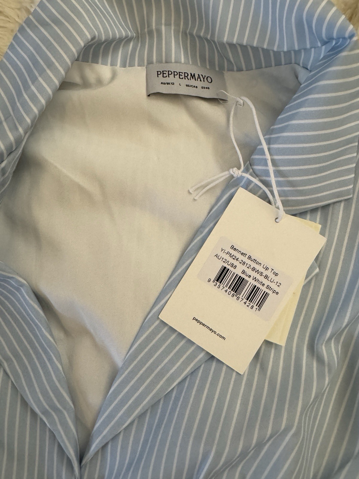 Peppermayo Bennett Button Up Top Blue White Stripe US 8 - photo 2