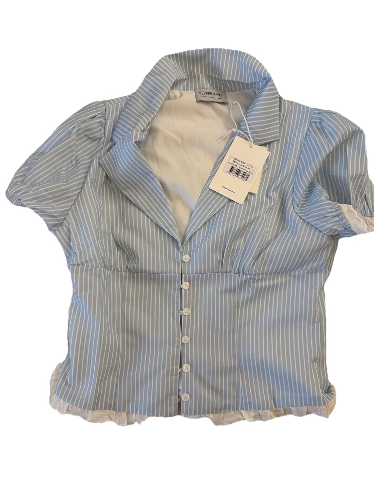 Peppermayo Bennett Button Up Top Blue White Stripe US 8 - photo 3
