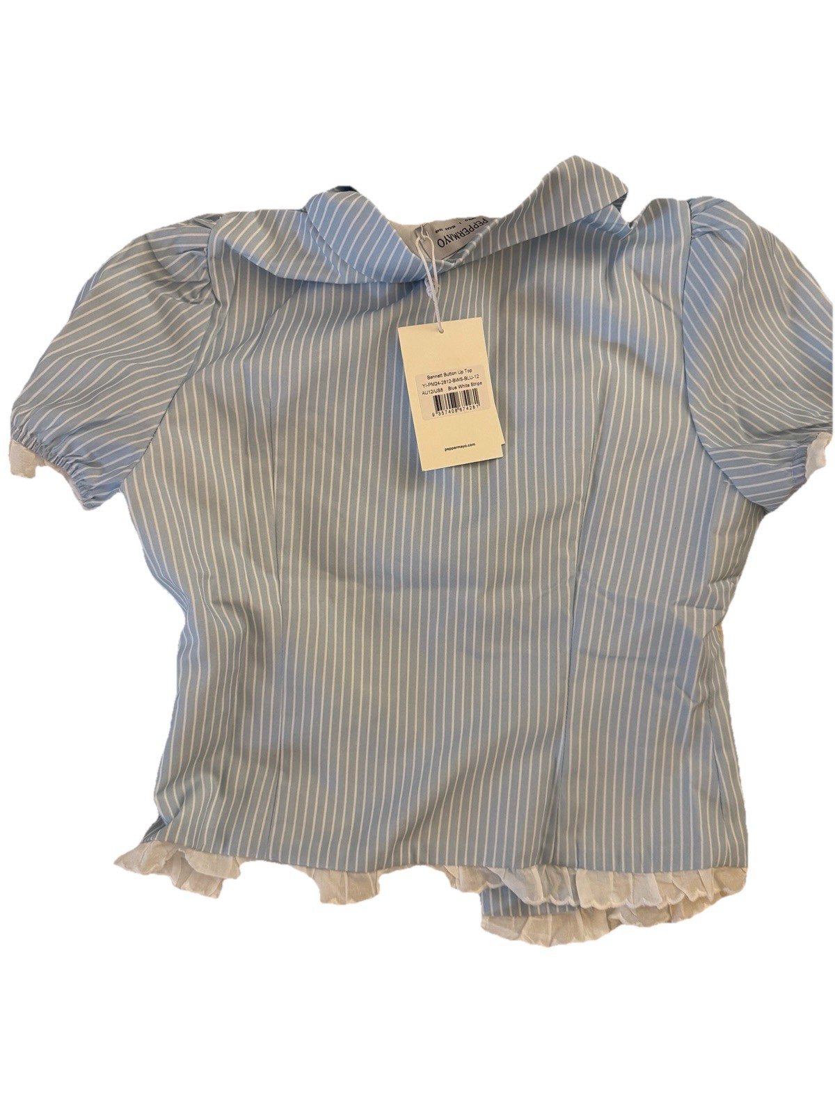 Peppermayo Bennett Button Up Top Blue White Stripe US 8 - photo 4