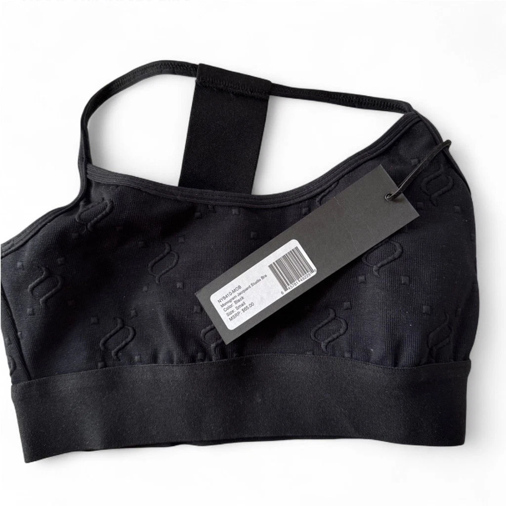 Noli Yoga NWT Monogram Jacquard Studio Sports Bra Black $65 Smal