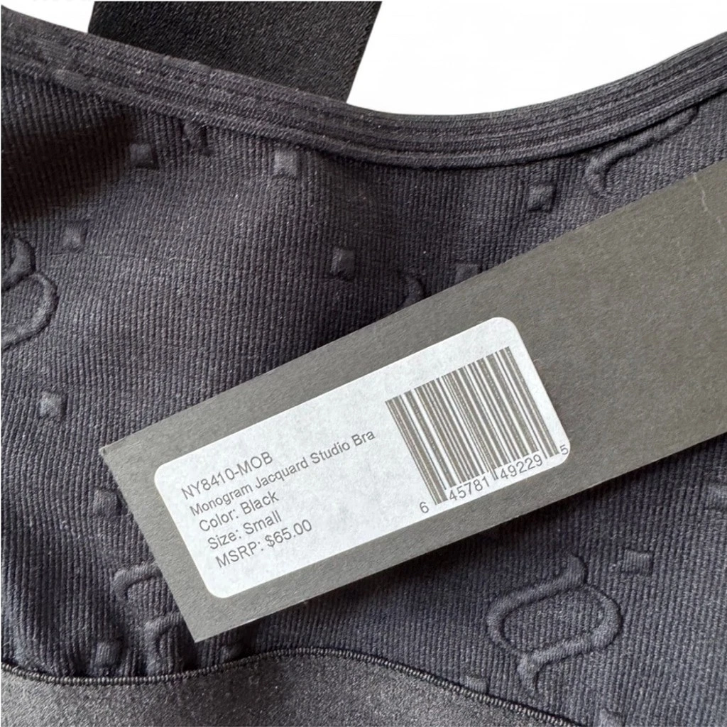 Noli Yoga NWT Monogram Jacquard Studio Sports Bra Black $65 Smal - photo 2