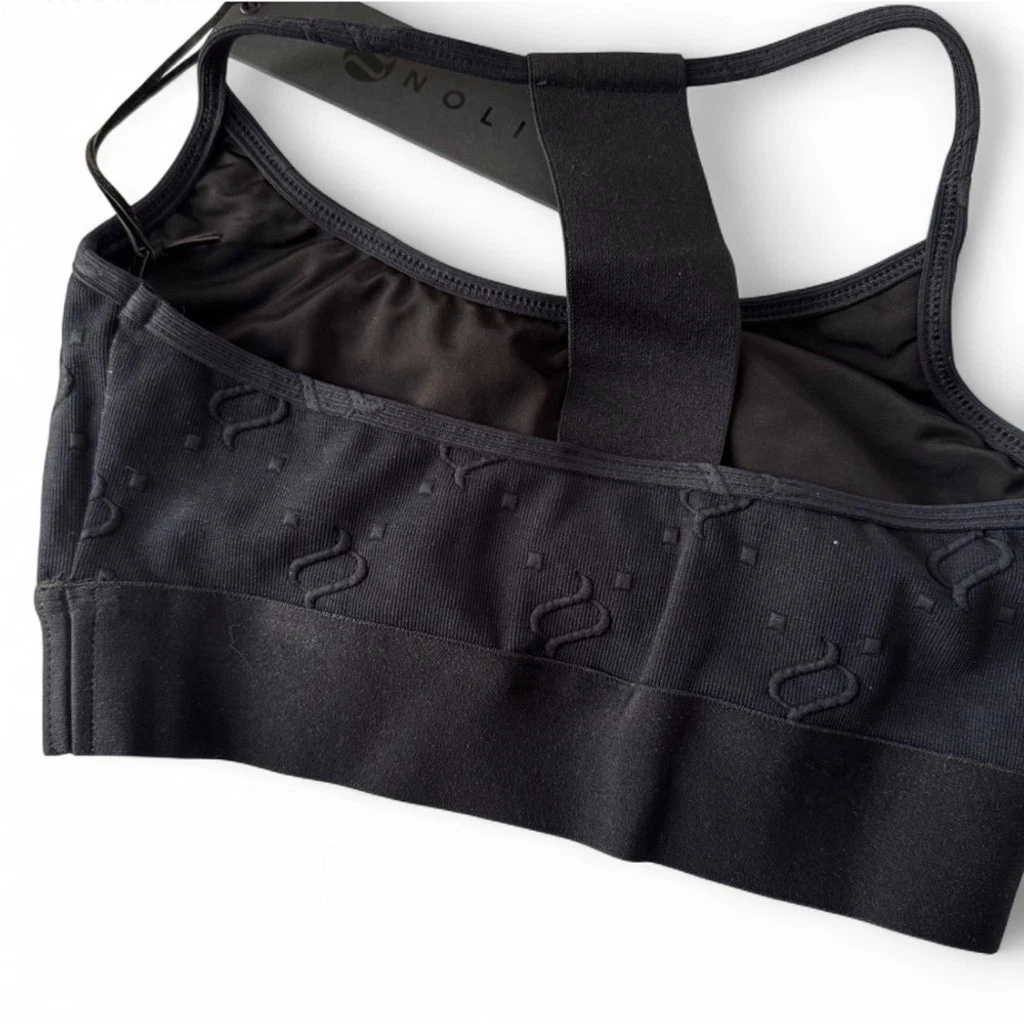 Noli Yoga NWT Monogram Jacquard Studio Sports Bra Black $65 Smal - photo 3