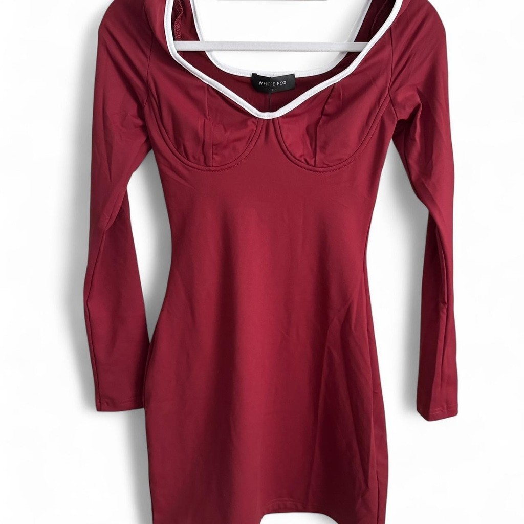 Whitefox Follow You There Long Sleeve Mini Dress Wine size small - photo 4
