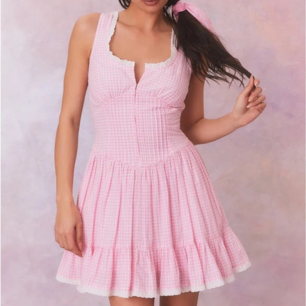 LOVESHACKFANCY CERRONE DRESS IN SUNKISSED ROSE