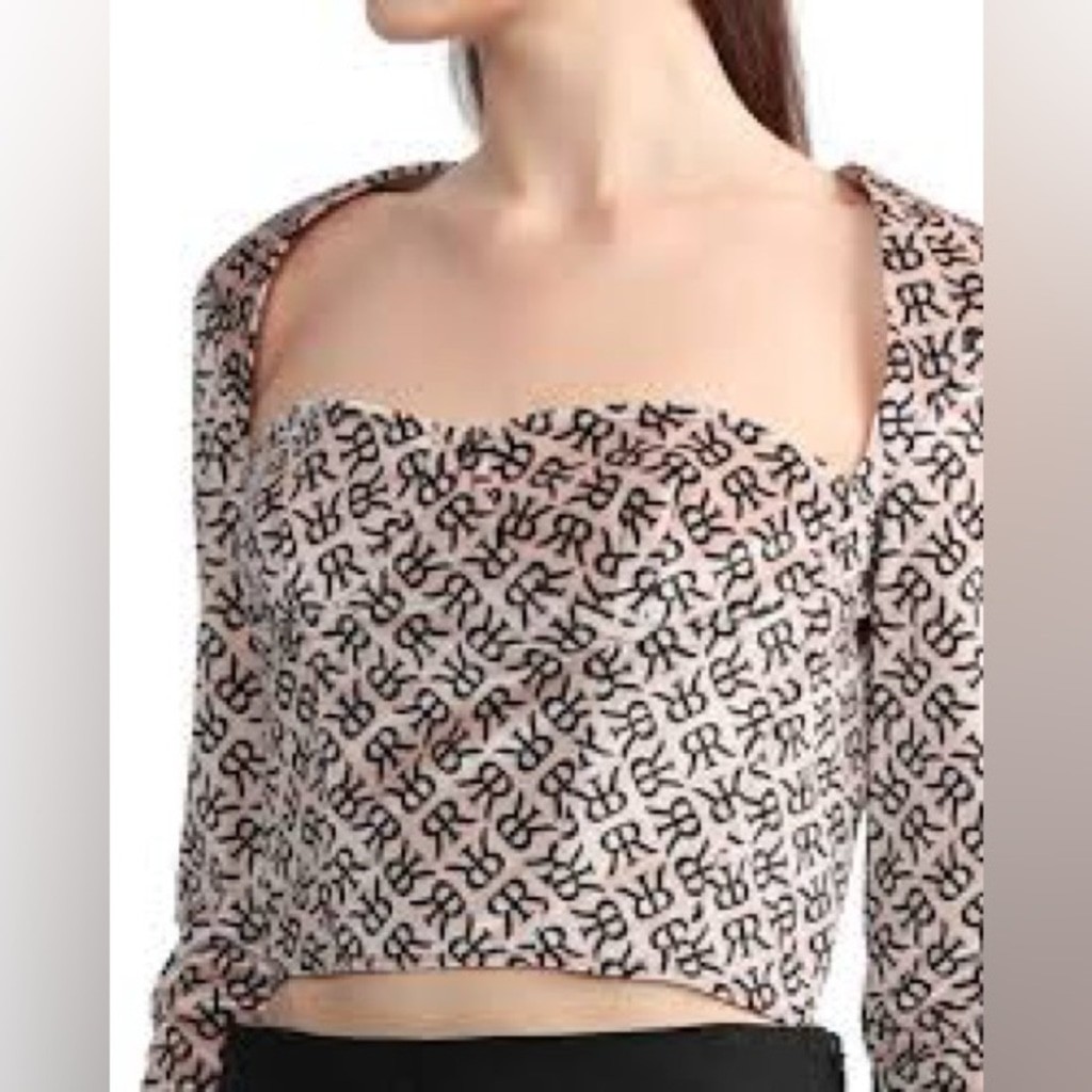 Rokh monogram-print bustier corset top size 0 NWT
