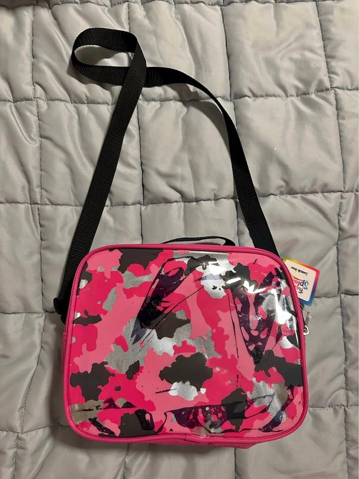 Pink Camo Lunch Box with Adjustable Strap