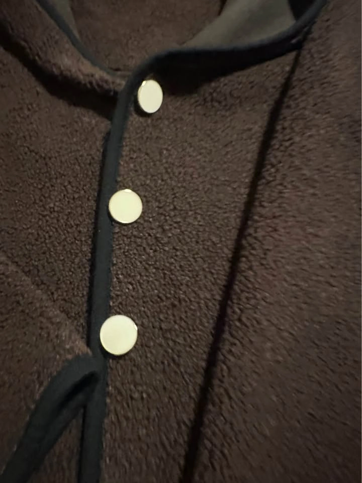 Brown Hooded Fleece Jacket with Snaps - photo 2