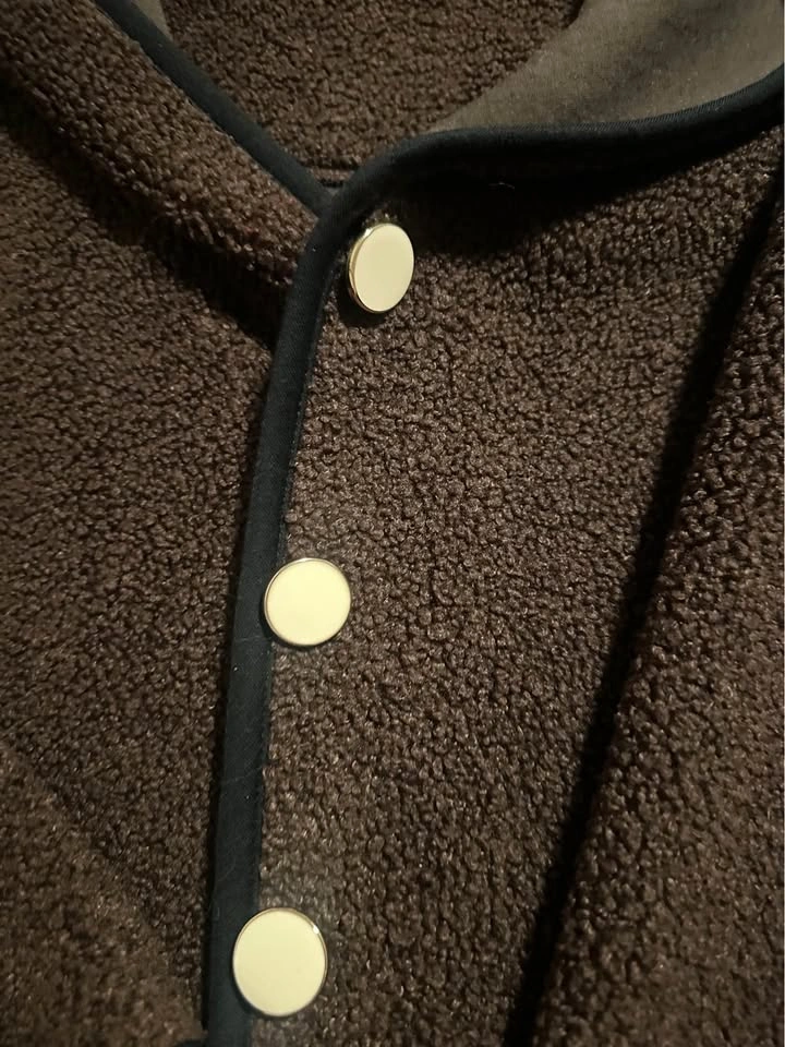 Brown Hooded Fleece Jacket with Snaps - photo 3