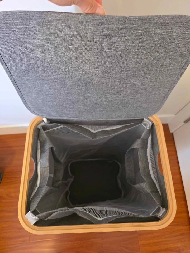 Laundry Hamper with Lid (Fabric + Wood Frame) – $15 - photo 2