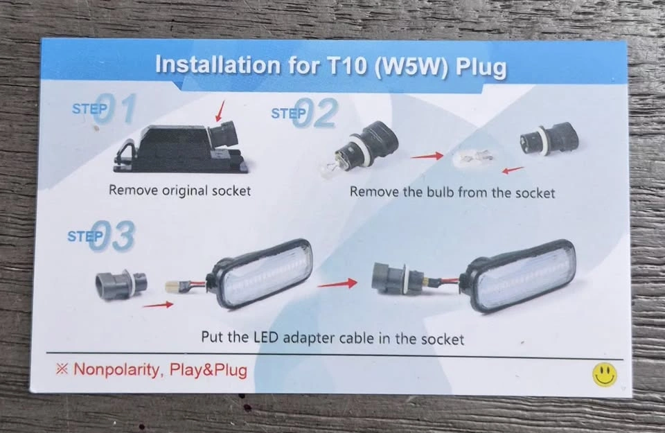 T10 (W5W) Side Marker LED Lights - Plug & Play