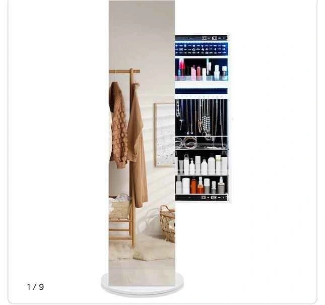 Costway 2 Shelf White Swivel Jewellery Cabinet - photo 4