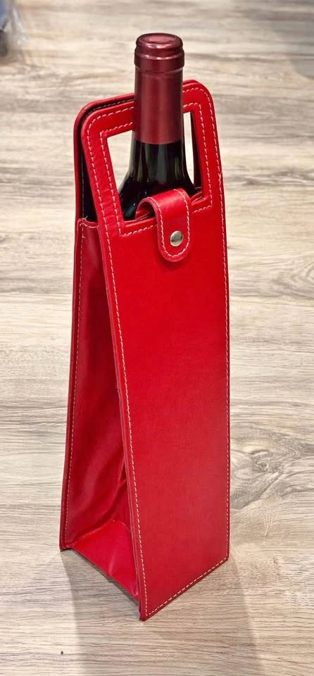Red Faux Leather Wine Bottle Case $10 OBO