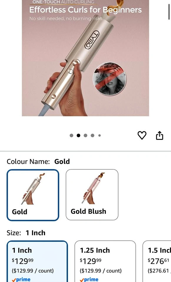 TYMO CurlPro Plus Auto Curling Iron - 1" Gold