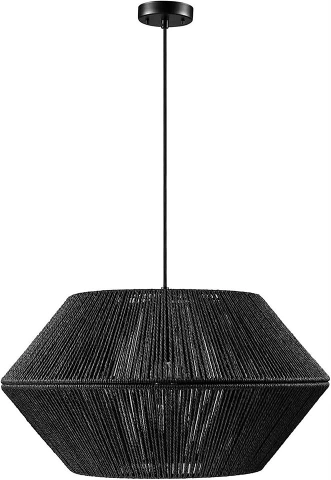 Globe Electric 65470 1-Light Chandelier, Matte Black