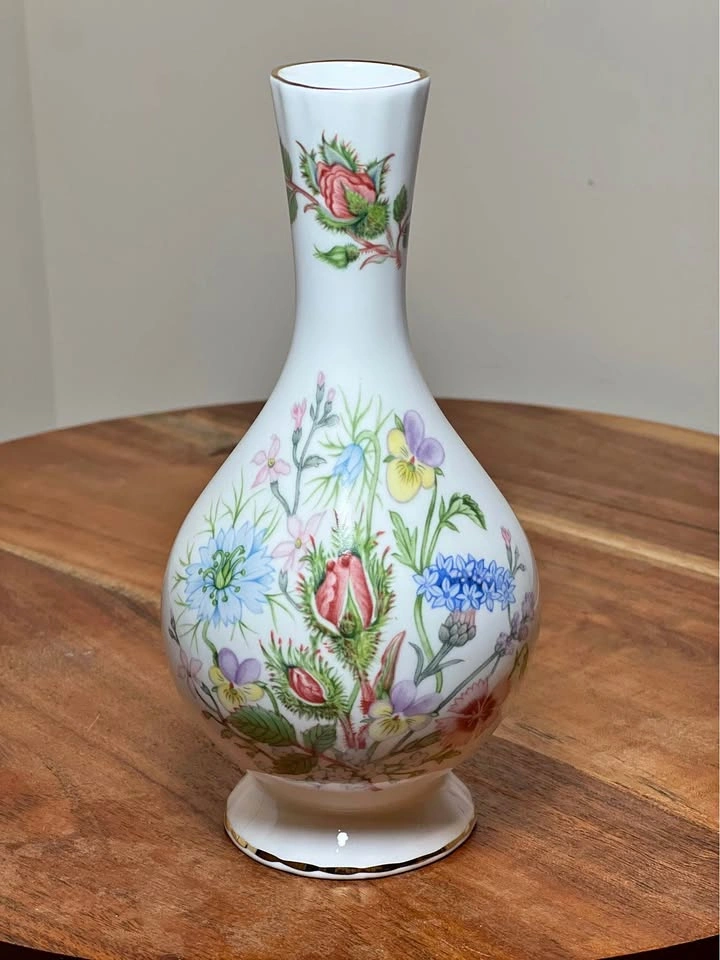 Aynsley "Wild Tudor" Globe Bud Vase - Bone China