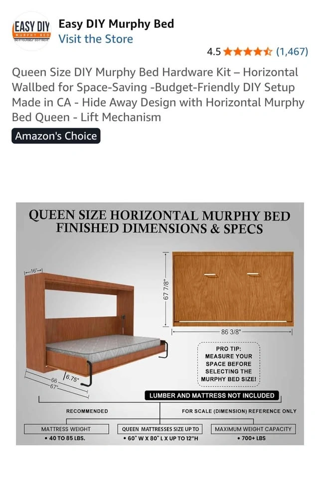 Easy DIY Murphy Bed Kit - photo 2