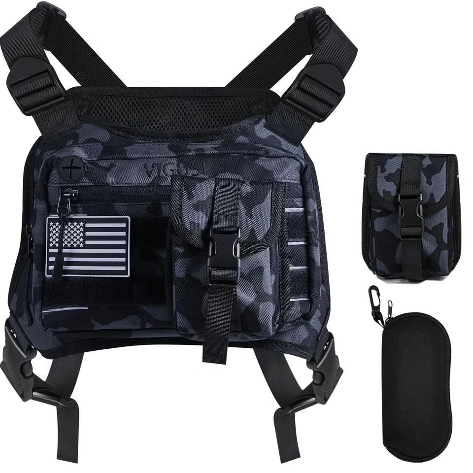 VIGUSI New Black Camo Utility Chest Rig Bag w/ Detachable Pouch - photo 3