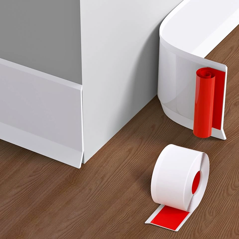 White Peel & Stick Flexible Baseboard Trim 20ft