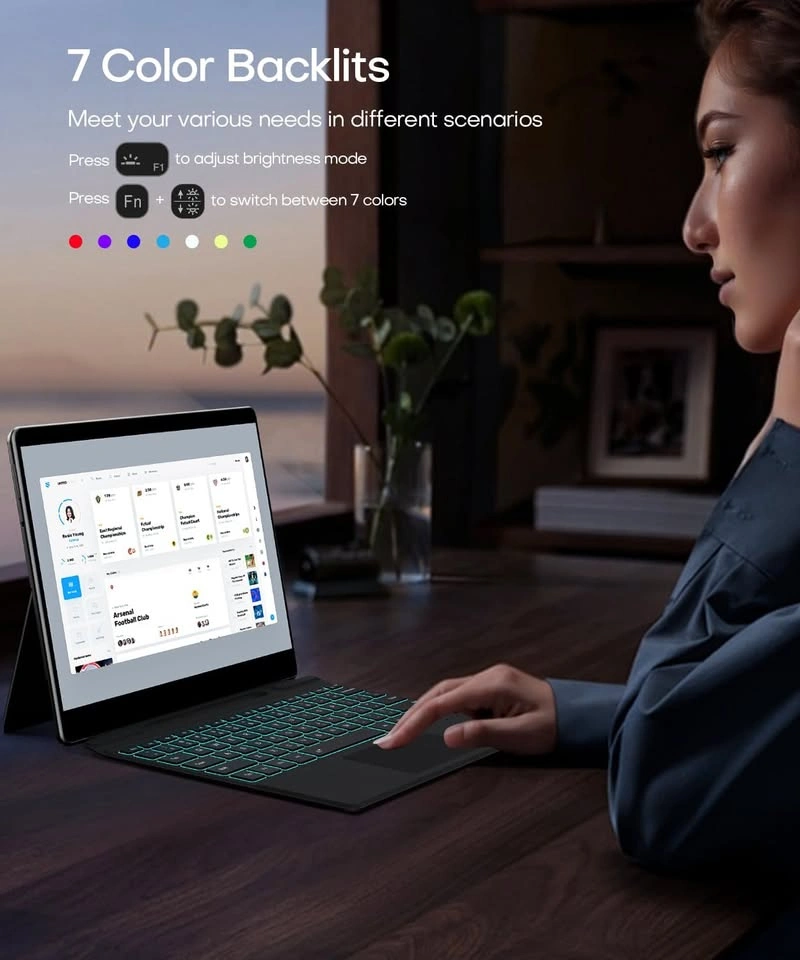 Bluetooth Keyboard for Tablet with Trackpad & 7-Color Backlight - photo 2