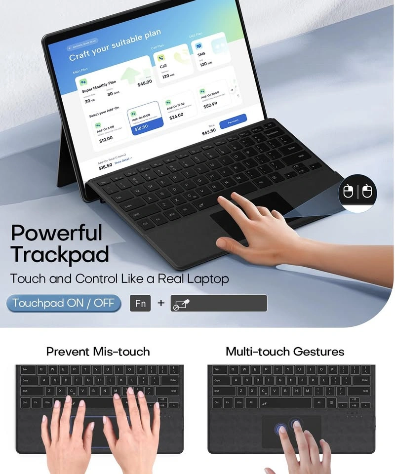 Bluetooth Keyboard for Tablet with Trackpad & 7-Color Backlight - photo 4