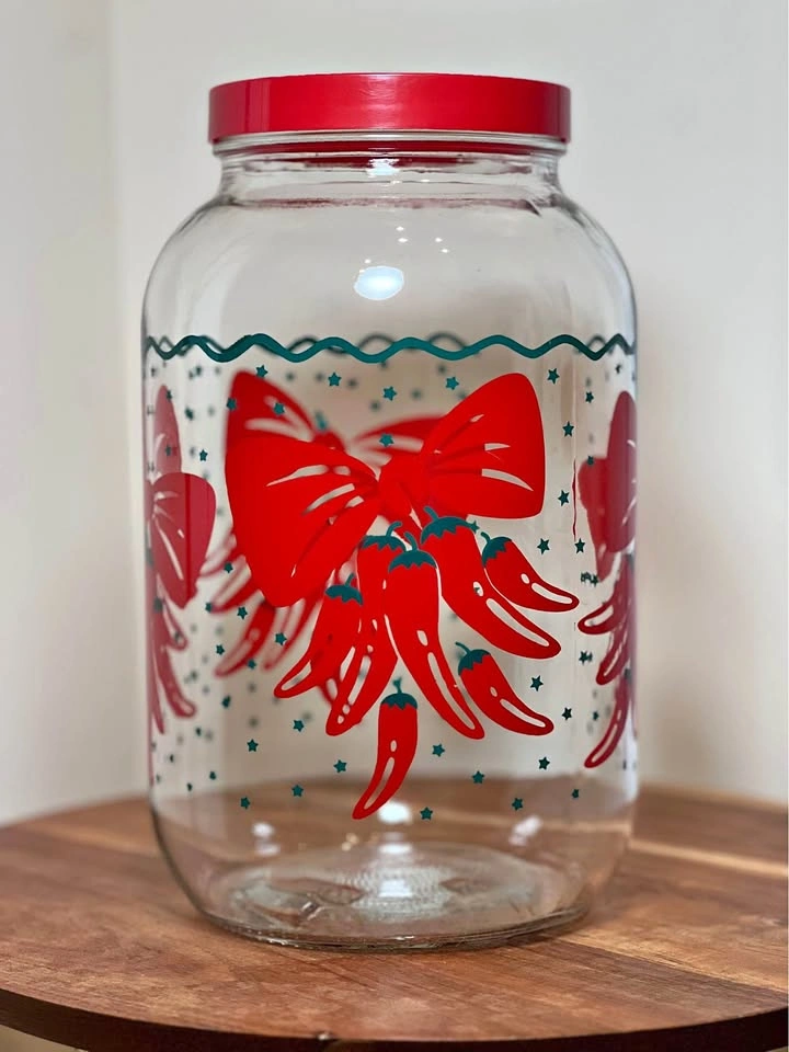 Vintage AGC Glass Canister Sun Tea Jar Chili Pepper Southwest