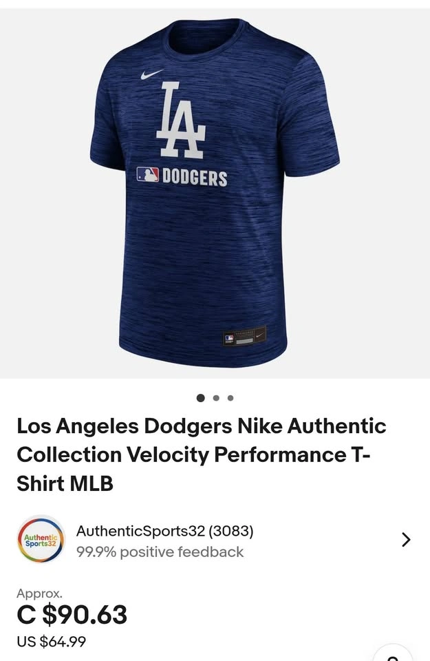 LA Dodgers Nike Velocity Performance T-Shirt, Medium (BRAND NEW - photo 2