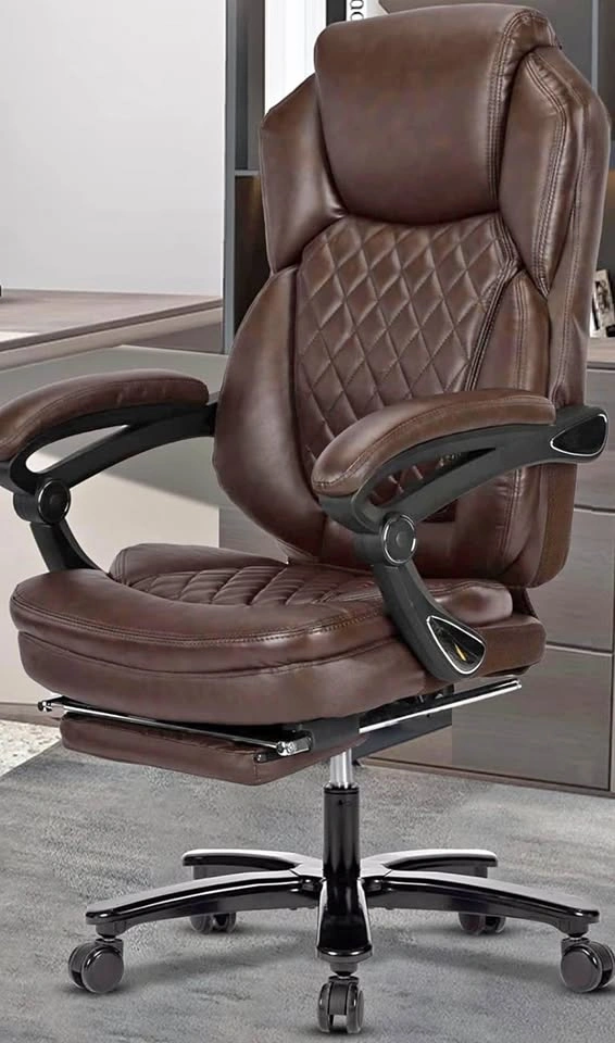Kasorix Big & Tall Reclining Office Chair — Brown Faux Leather