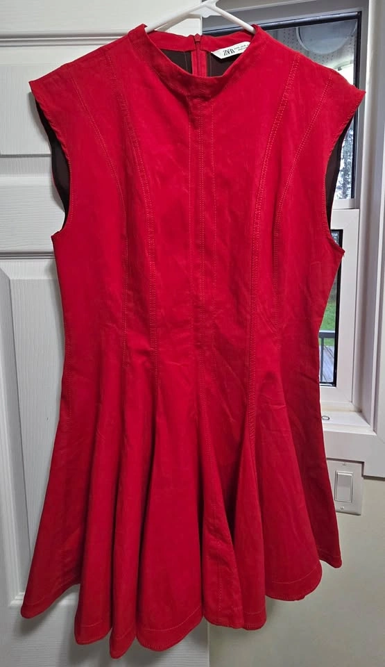 Zara Mini Flare Dress - Red, XL