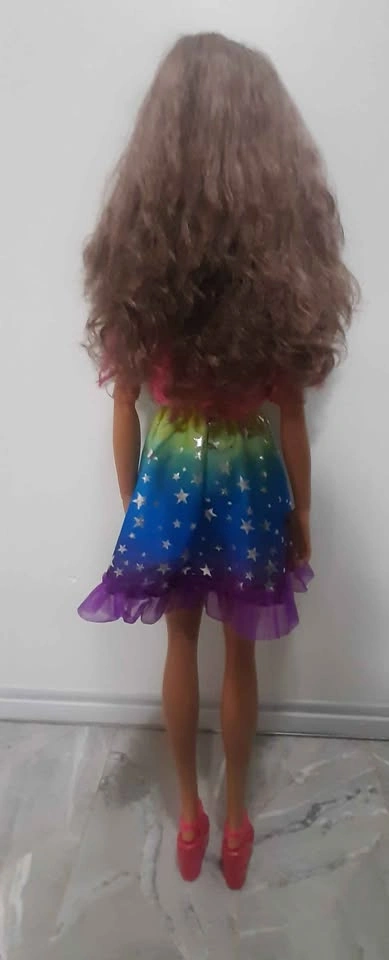 28-inch Tall Barbie Large Doll, Brown Hair, Rainbow Dress - photo 2